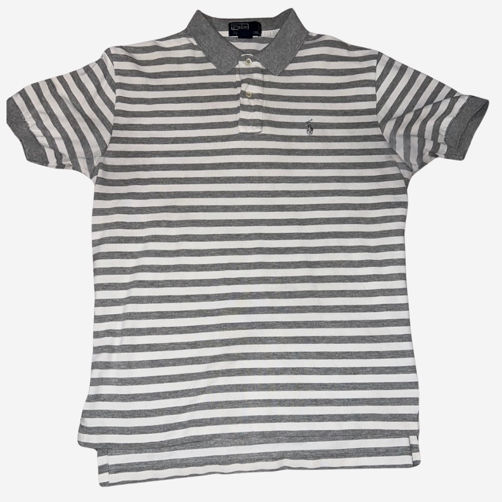 Polo Ralph Lauren Gray and White Striped Polo